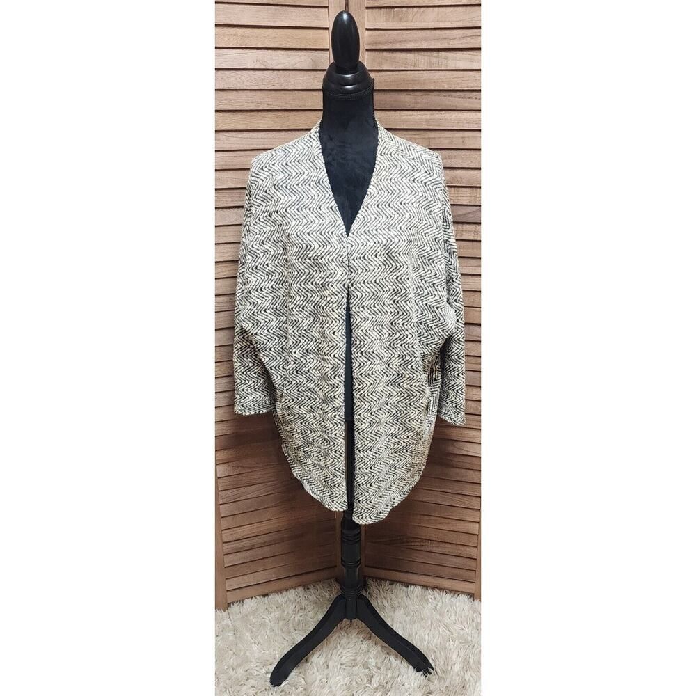 Mossimo Womens Open Front Cardigan SweaterBlack & White Chevron Size XL Long